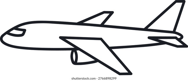 A simple airplane outline drawing, perfect for aviation enthusiasts and travel-related designs.