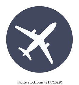 Simple airplane silhouette circle icon