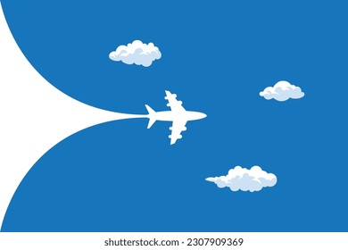 Simple airplane travel opens the background behind itself. vector illustration banner