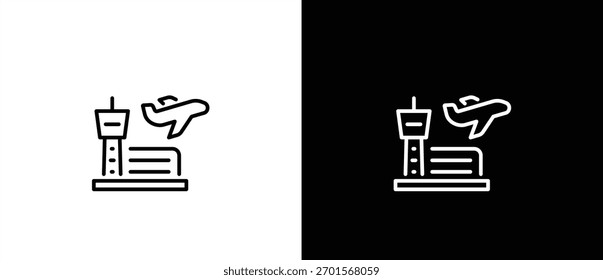 
Simple Airport icon, Vector sign illustration. Building Architecture Line Icons. Black and white line icons. Editable strokes.