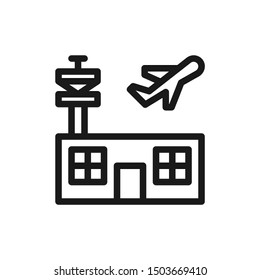 Simple Airport icons with airplane in line style design on white background. Suitable for building, traveling, user interface and website app. Pixel Perfect 48x48. Vector Illustration EPS 10.