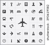 Simple airport icons set. Universal airport icons to use for web and mobile UI, set of basic UI airport elements