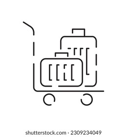 Simple Airport Related Vector Line Icons. Contains such Icons as Departure, Tickets, Baggage Claim. Summer travel and transport