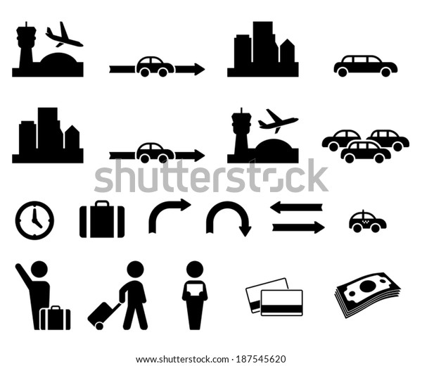 Simple airport transfer related vector icons\
for your design and\
application.