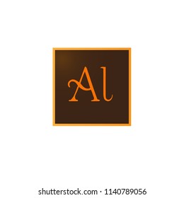 Simple AL initial Logo designs template, Vector illustration, Background Brown
