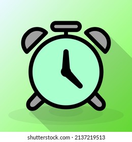 Simple alarm clock icon design, vector illustration with Colored background style, best used for banner or web application