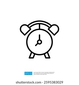 Simple Alarm Clock Icon Representing Time Management and Scheduling on a White Background