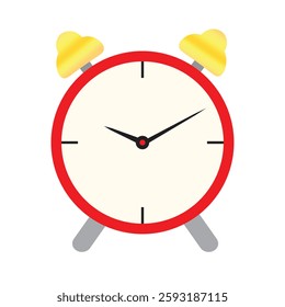 Simple Alarm Clock Illustration Vector Design, Flat Blue Yellow Alarm Clock on White Background