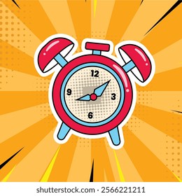 Simple alarm pop art comic icon illustration