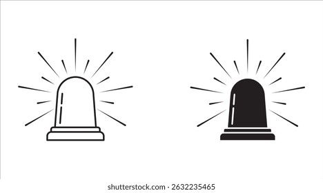 Simple alarm siren icon set. Police alarm siren symbol. Vector illustration.