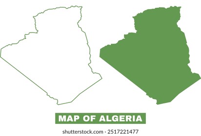 Conjunto de ilustrações simples do vetor do mapa plano do contorno da Argélia