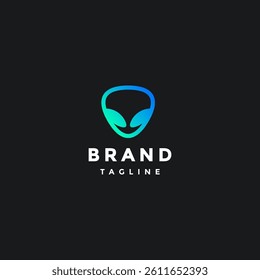Simple Alien Head Silhouette Icon Logo Design. Round Triangle Head With Stranger Eyes Logo Design.
