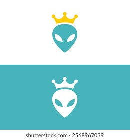 simple alien king science fiction logo vector illustration template design