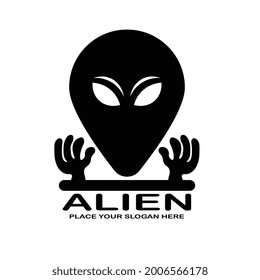 SIMPLE ALIEN LOGO VECTOR BLACK COLOR