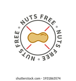 Simple allergen icon, nuts free sign isolated on white