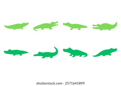 Simple Alligator Illustration Design Set