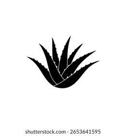 A simple aloe vera or succulent plant in a clean line art style. A minimalist outline icon for natural wellness and cosmetic products.
