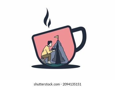 Diseño de ilustraciones de camping simple y solo