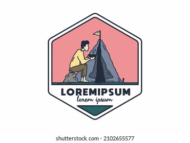Diseño de ilustraciones de camping simple y solo