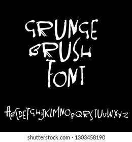 Simple alphabet letters. Handdrawn grunge ink font. Vector illustration.