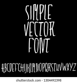 Simple alphabet letters. Handdrawn grunge ink font. Vector illustration.