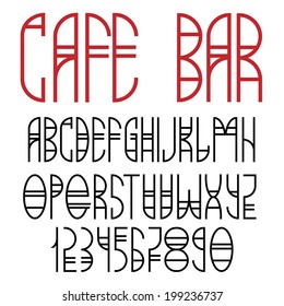 Simple alphabet letters and numbers. Vector EPS10