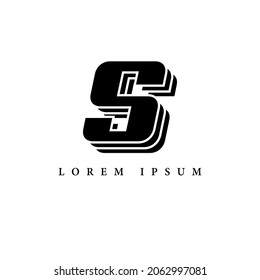 simple alphabet logo black and white concept with layer combination, for initial business identity letter S