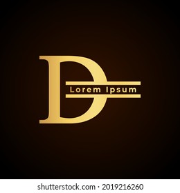 einfaches alphabetisches Logo, kreatives Design, goldenes Konzept, für den ersten Firmenidentitätsbrief D