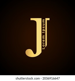 simple alphabet logo creative design golden concept, for initial business identity letter J
