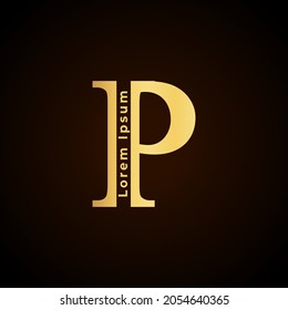 logotipo de alfabeto simple diseño creativo concepto dorado, para la letra inicial de identidad empresarial P