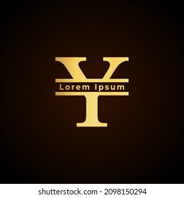 simple alphabet logo creative design golden concept, for initial business identity letter Y