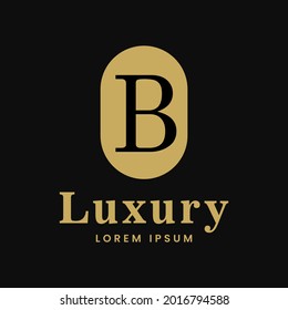 concepto de lujo del logotipo del alfabeto simple con combinación de elipse, para la letra de identidad comercial inicial B