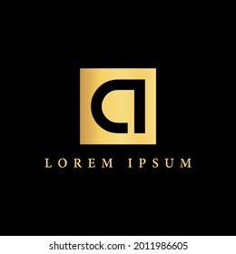 einfaches alphabetisches Logo, Monogramm-Design-goldenes Konzept mit quadratischer Kombination, für den ersten Business-Identitätsbuchstaben ein