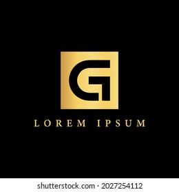 simple alphabet logo monogram design golden concept with square combination, for initial business identity letter g