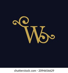 simple alphabet logo royal design golden concept with ornament, for initial business identity letter W