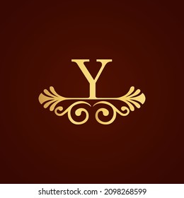 simple alphabet logo royal design golden concept with ornament, for initial business identity letter Y