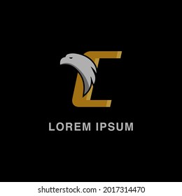 simple alphabet logo sport concept with eagle head combination, for initial business identity letter C