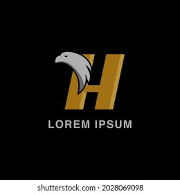 simple alphabet logo sport concept with eagle head combination, for initial business identity letter H