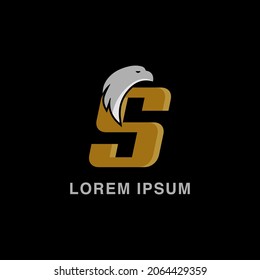 simple alphabet logo sport concept with eagle head combination, for initial business identity letter S