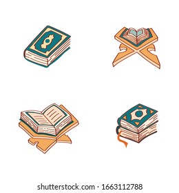 Simple Alquran Set Flat Illustration Hand Drawing