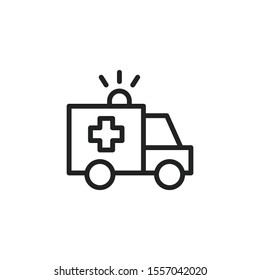 Simple ambulance line icon. Stroke pictogram. Vector illustration isolated on a white background. Premium quality symbol. Vector sign for mobile app and web sites.