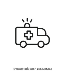 Icono simple de la línea de ambulancia. Pictograma de trazo. Ilustración vectorial aislada en un fondo blanco. Símbolo de calidad superior. Signo de vector para aplicaciones móviles y sitios web.