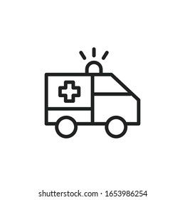 Simple ambulance line icon. Stroke pictogram. Vector illustration isolated on a white background. Premium quality symbol. Vector sign for mobile app and web sites.