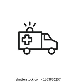 Simple ambulance line icon. Stroke pictogram. Vector illustration isolated on a white background. Premium quality symbol. Vector sign for mobile app and web sites.