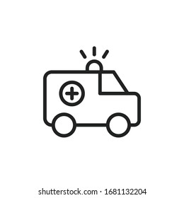 Simple ambulance line icon. Stroke pictogram. Vector illustration isolated on a white background. Premium quality symbol. Vector sign for mobile app and web sites.