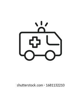Simple ambulance line icon. Stroke pictogram. Vector illustration isolated on a white background. Premium quality symbol. Vector sign for mobile app and web sites.