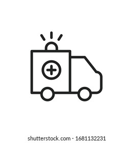 Icono simple de la línea de ambulancia. Pictograma de trazo. Ilustración vectorial aislada en un fondo blanco. Símbolo de calidad superior. Signo de vector para aplicaciones móviles y sitios web.