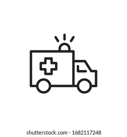 Simple ambulance line icon. Stroke pictogram. Vector illustration isolated on a white background. Premium quality symbol. Vector sign for mobile app and web sites.