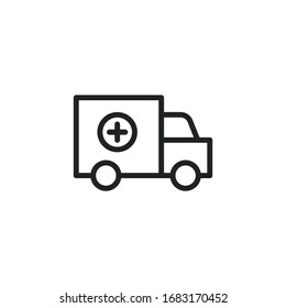 Simple ambulance line icon. Stroke pictogram. Vector illustration isolated on a white background. Premium quality symbol. Vector sign for mobile app and web sites.