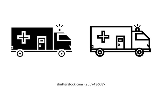 Simple ambulance set icon on white background